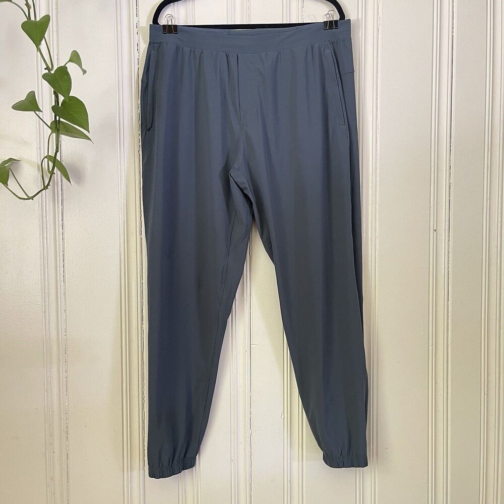 Lululemon Pace Breaker Men Steel Blue Tapered Leg Ankle Zip Jogger Pants Sz XXL